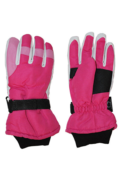 İşnar Kız Çocuk Kar Eldiveni 8-14 Yaş Pembe Beyaz Renk Cırtlı Lastik Bilekli ...