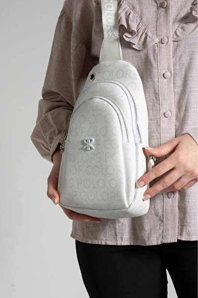 ImPolo حقيبة الخصر والكتف النسائية المطبوعة باللون الأبيض من Suzi بحجم 31x18