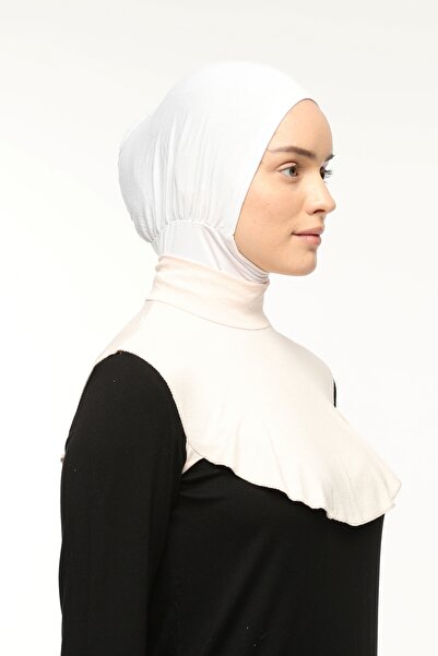 Altobeh Plain Turtleneck Throated Combed Cotton Hijab Neck Collar - Powder