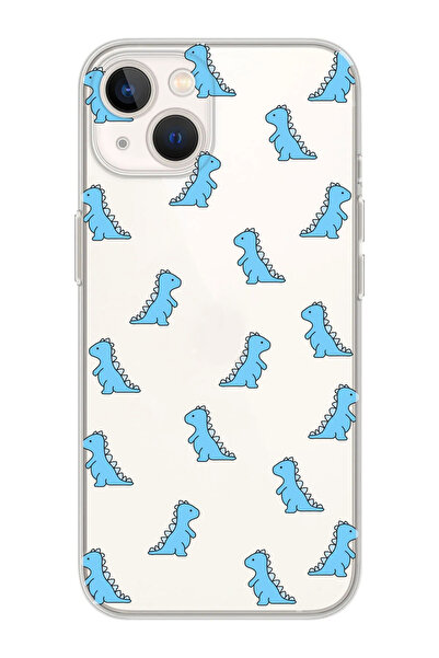 shoptocase حافظة هاتف آيفون 13 شفافة بنمط الديناصورات الزرقاء