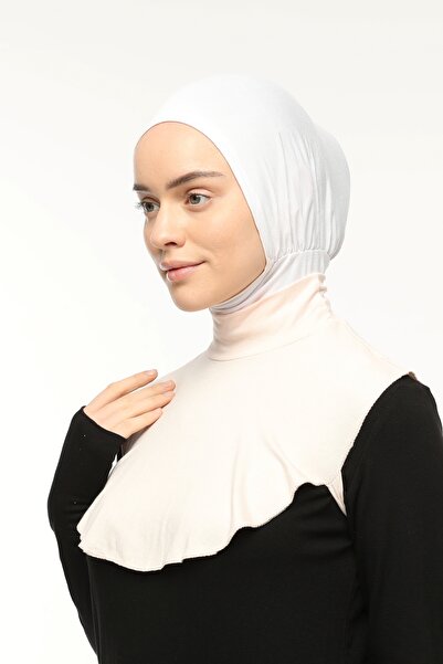 Altobeh Plain Turtleneck Throated Combed Cotton Hijab Neck Collar - Powder