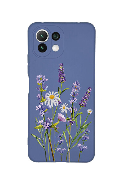 Merwish Xiaomi Mi 11 Lite Uyumlu Lavanta Desenli İçi Kadife Lansman Silikon K...