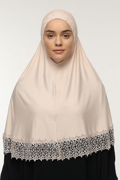 Altobeh Σετ δύο δαντελωτών πρακτικών κασκόλ Ready Hijab and Hijab Bonnet Xl - πούδρα σε σκόνη
