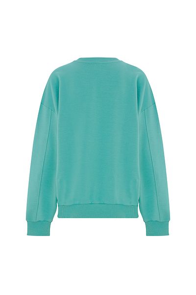 Eazy Co Eazy Basic Oversize Unisex Mold Green Crew Neck Thin Sweatshirt