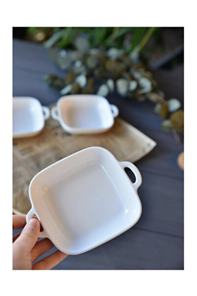 BuNeBox 3 Lü Porselen Kare Meze Tabak- Kahvaltı Sunum / Küçük Boy