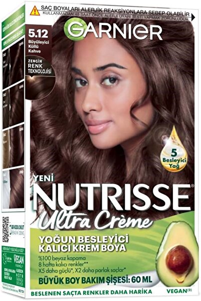 Garnier Nutrisse Yoğun Besleyici Kalıcı Krem Saç Boyası 5.12 Büyüleyici Küllü Kahve
