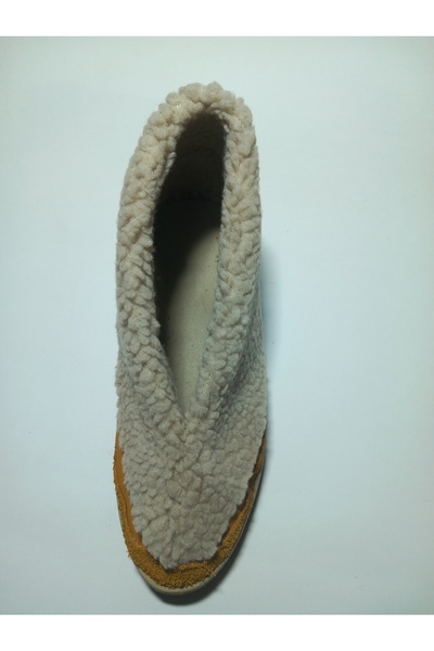 KAPAR Dolgu Topuk El yapımı Hardal renk Hakiki Deri Panduf, Bot