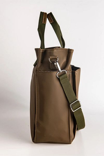 ARTON Women's Khaki Green Column Strap Multi-Compartment Shopper Casual Shoulder Bag
