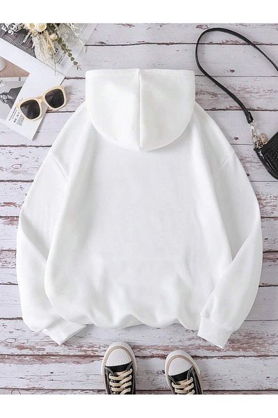 JDM Φούτερ με κουκούλα σε λευκό Oversize Fit