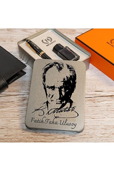 Hediye Vakti Kişiye Özel Metal Kutulu Atatürk Tasarımlı Bradley Dolma Kalem Seti