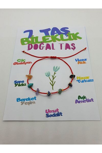 Doğal Taş Dünyası 7 Stone Bracelet Natural Stone Rope Bracelet Agate Turquoise Amethyst Sodalite Jade Star Obsidian
