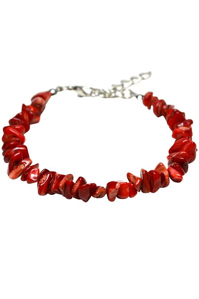 Doğal Taş Dünyası Certified Coral Stone Natural Stone Bracelet
