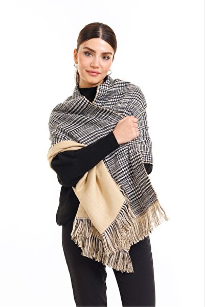 kavaklar Μάλλινο σάλι ώμου διπλής όψης καρό - 70x190cm - Χειμερινό σάλι