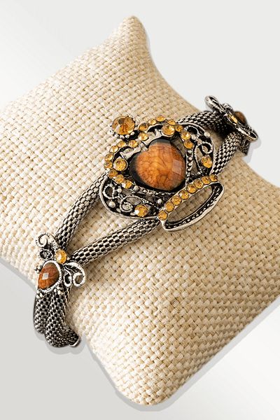 Tesbih Atölyesi Certified Fox Tail Model Brown Agate Stone Bracelet - Adjustable