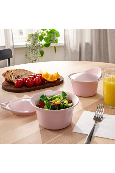 IKEA Matte Light Pink 15x13 Cm Oven-Service Bowl 2 Pieces with Lid