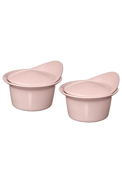 IKEA Matte Light Pink 15x13 Cm Oven-Service Bowl 2 Pieces with Lid