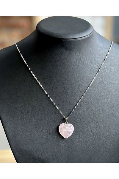 KEHRİBAREVİ KARAMAN Pink Quartz (harmony and Love Stone) Necklace