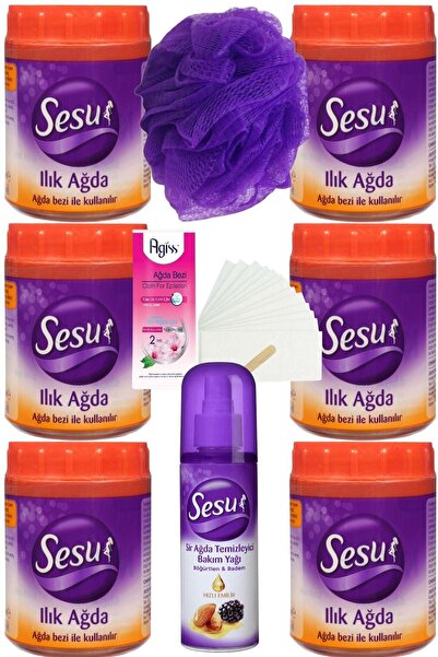 Sesu Ilık El Ağdası 250 Gr X 6'lı Set + Yağ + 2mt Bez + Lif