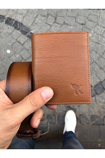 Karalı Deri Karali Deri Klasik Taba Hakiki Deri Cüzdan Ve Hakiki Deri Kemer Set