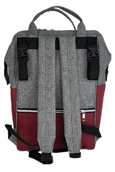 USF Mother Baby Care Bag, Carrycot, Baby Carrier and Stroller Double Set Gray-Claret Red