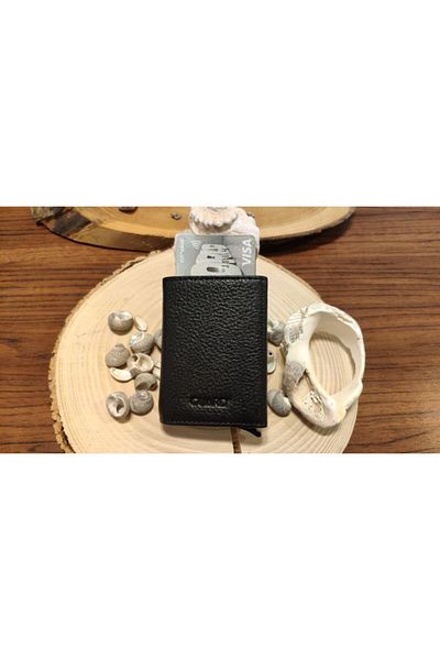 GUARD Leather Card Holder with Mechanism