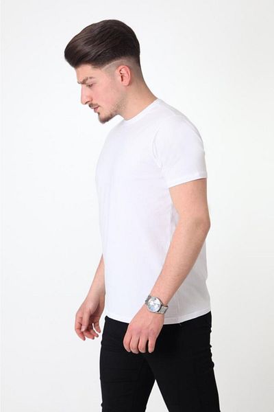 Hakem triko Tricou alb pentru bărbați, 100% bumbac, cu decolteu