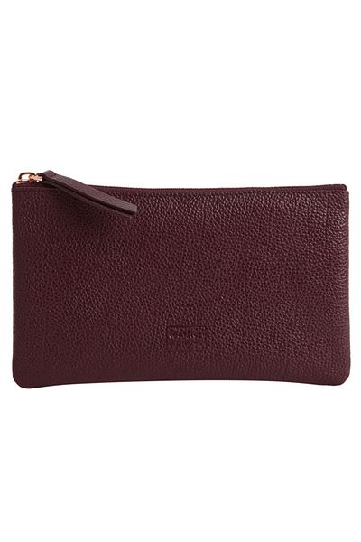 Leather Paper Claret Red Leather Rectangular Bag