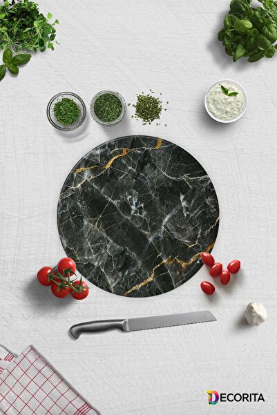 Decorita مظهر من الرخام الأسود مع تفاصيل بنية |   لوح تقطيع الزجاج - لوح تقطي...