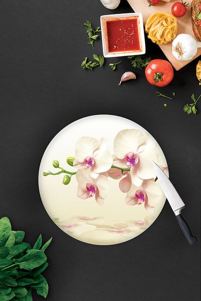 Decorita Cream Orchid |   Glass Cutting Board - Glass Cutting Board |   Diameter 32cm