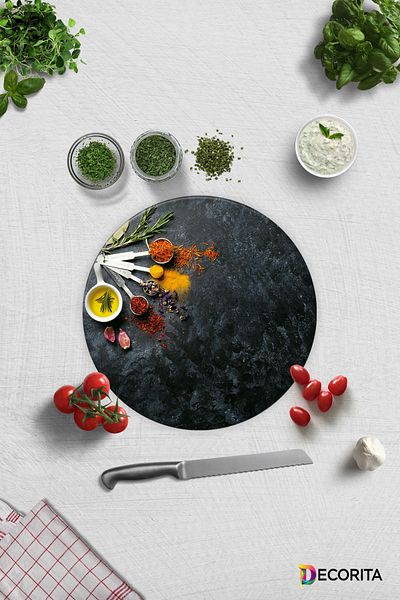 Decorita Seasoning Condiment |   Glass Cutting Board - Glass Cutting Board |   Diameter 32cm