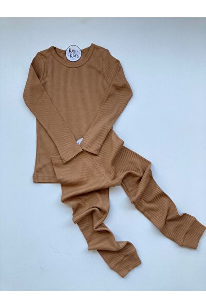 KEY KIDS Set de pijamale modal cu nervuri Nescafe