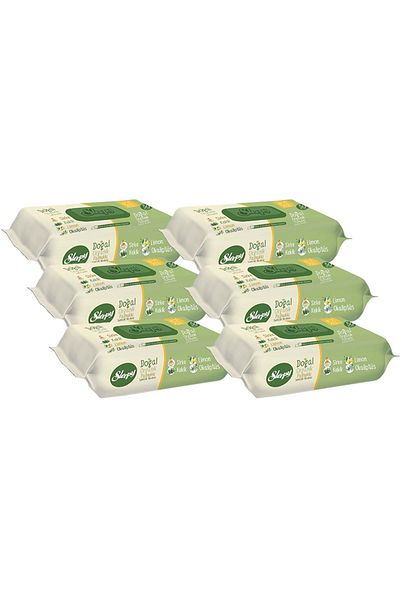 Sleepy Wet Towel Wipe Natural Organic Cotton 50 Sheets with Plastic Lid (Set of 6)