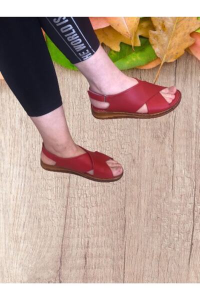 Geppetto Red Genuine Leather Soft Sole Women's Sandals