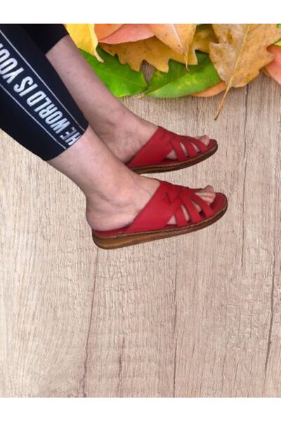 Geppetto Women's Red Genuine Leather Slippers