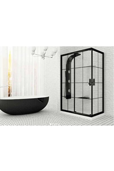 Blackline Siyah Köşe Siyah Çizgili 80x90 Dusakabin H190