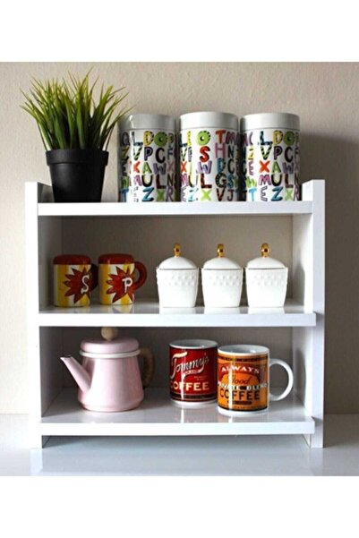 Şah Reklam Beyaz Tezgah Üstü Baharatlık Rafı