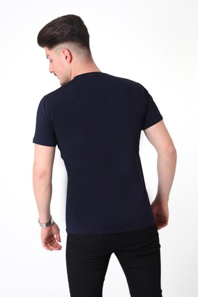Hakem triko Tricou pentru bărbați, albastru bleumarin, 100% bumbac, cu decolteu