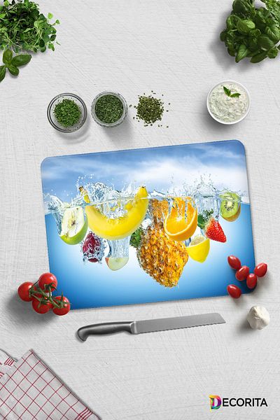 Decorita Tropical Fruits |   Glass Cutting Board - Glass Cutting Board |   30cm X 40cm