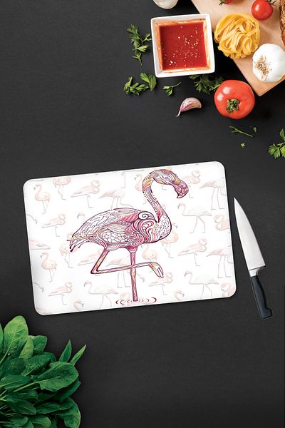 Decorita Flamingo Pattern |   Glass Cutting Board - Glass Cutting Board |   30cm X 40cm