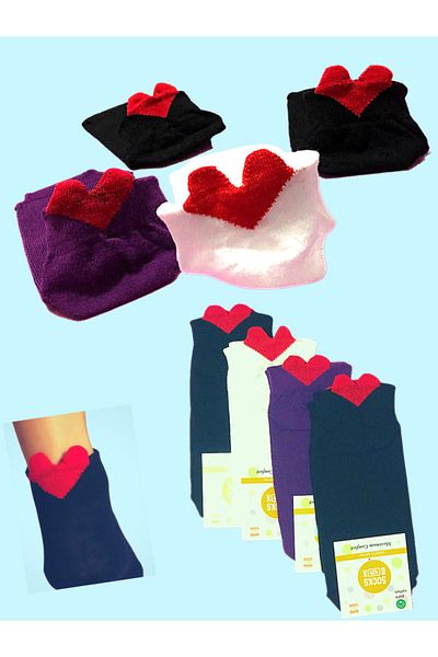 socksbox 4 чифта 3D чорапи със сърца
