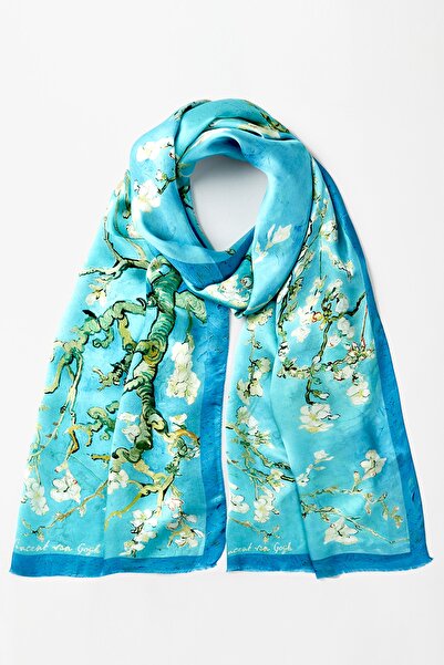 Galiga Van Gogh-almond %100 Ipek Şal 65*185cm 'art On Silk'