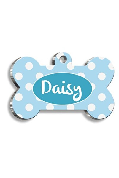 Pet Tag Art علامة كبيرة للكلاب والقطط باللونين الأزرق والأبيض مقاس 2.1 × 3.1 سم