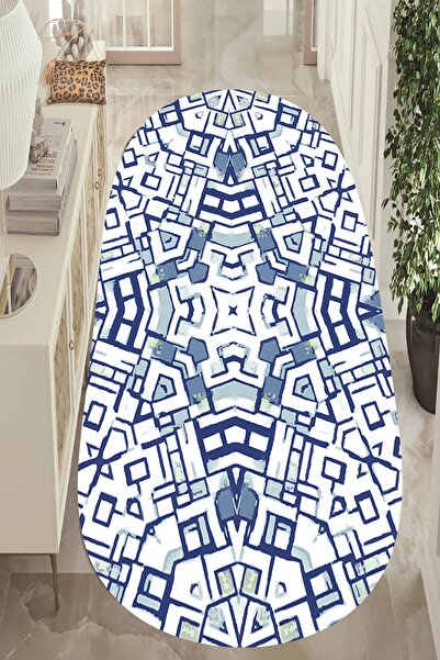 MODANOİVA Küçük Karelerden Yıldız Yapımı Desenli Kaymaz Taban Yıkanabilir Halı