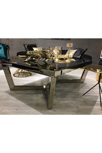 Gençtürk Luxury Bronz Aynalı Orta Sehpa 80x140 Yükseklik 45 Cm