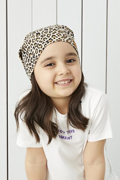 Babygiz Girl's Brown Leopard Patterned Beret