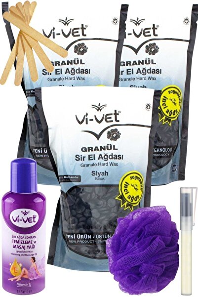 Vi-vet Siyah Inci Boncuk Granül Sir El Ağdası Yağ Spatula Lif Kalemparf Seti