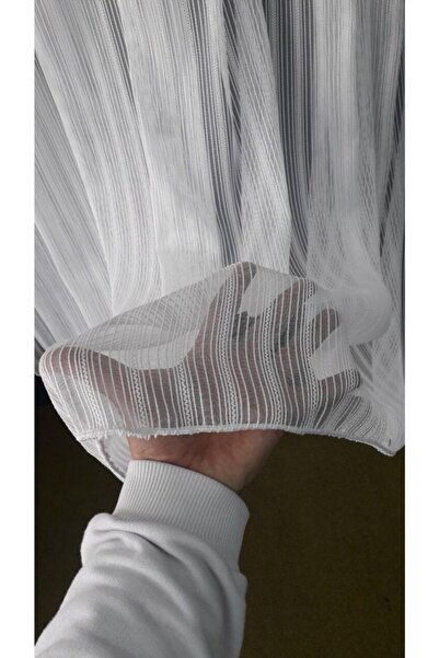 DNZEVGEREÇLERİ Çizgili Makarna Modern Tül Perde 1/3 Sık Pile