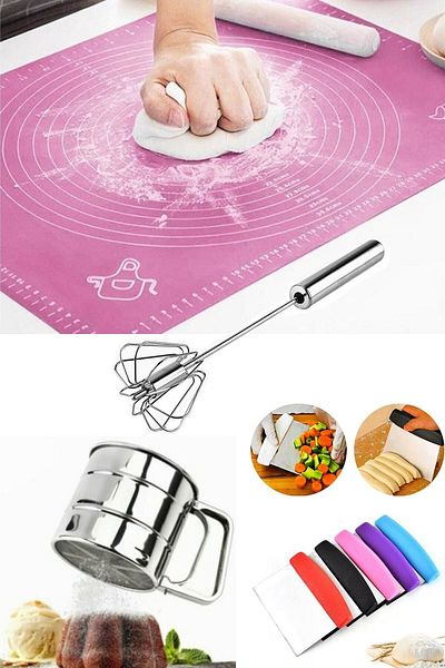 Aresta Kitchen Dough Pastry Pastry Set Dough Mat, Auto Beater, Dough Spatula, Flour Sugar Sieve