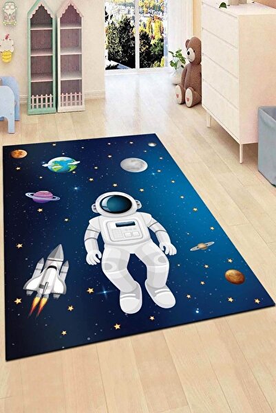 MODANOİVA Kaymaz Taban Yikanabilir Uzaydaki Astronot Desenli Dijital Baskılı ...