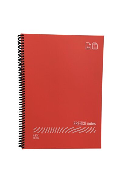 Gıpta Fresco A4 Plastic Cover 80 Sheets Checkered Spiral Notebook Red